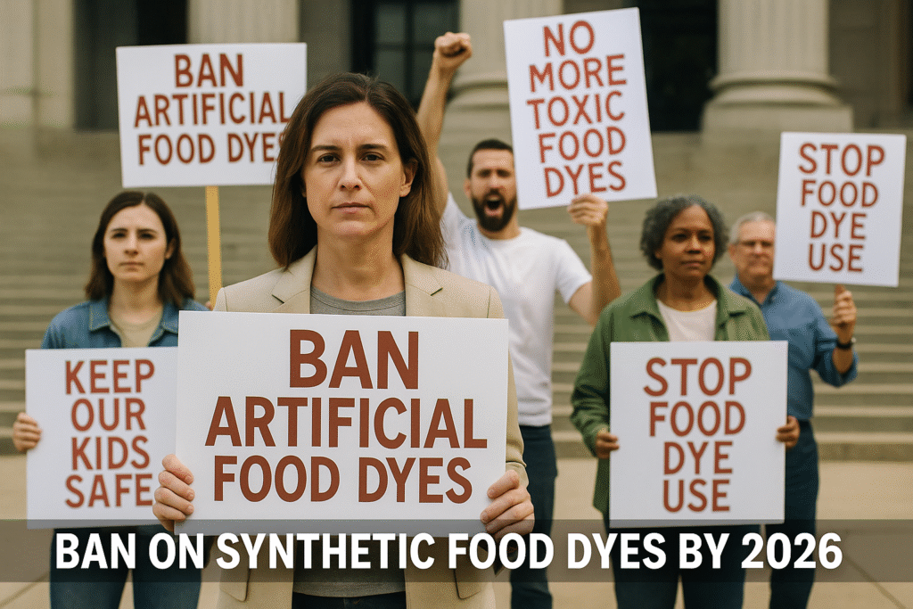 Infographic comparing international food dye regulations by country.