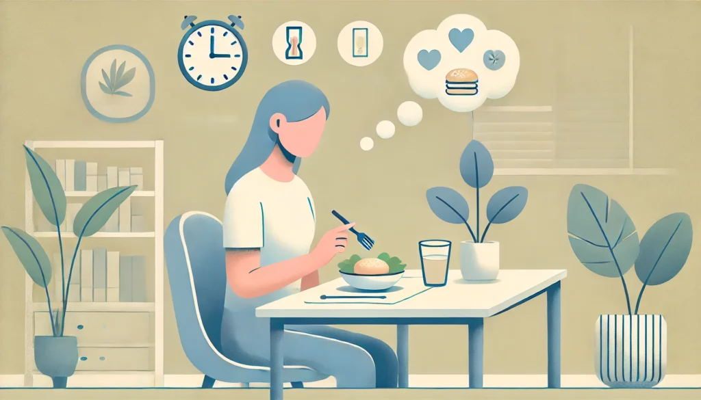 person practicing mindful eating during a meal