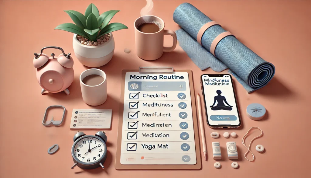 daily routine with mindfulness meditation included