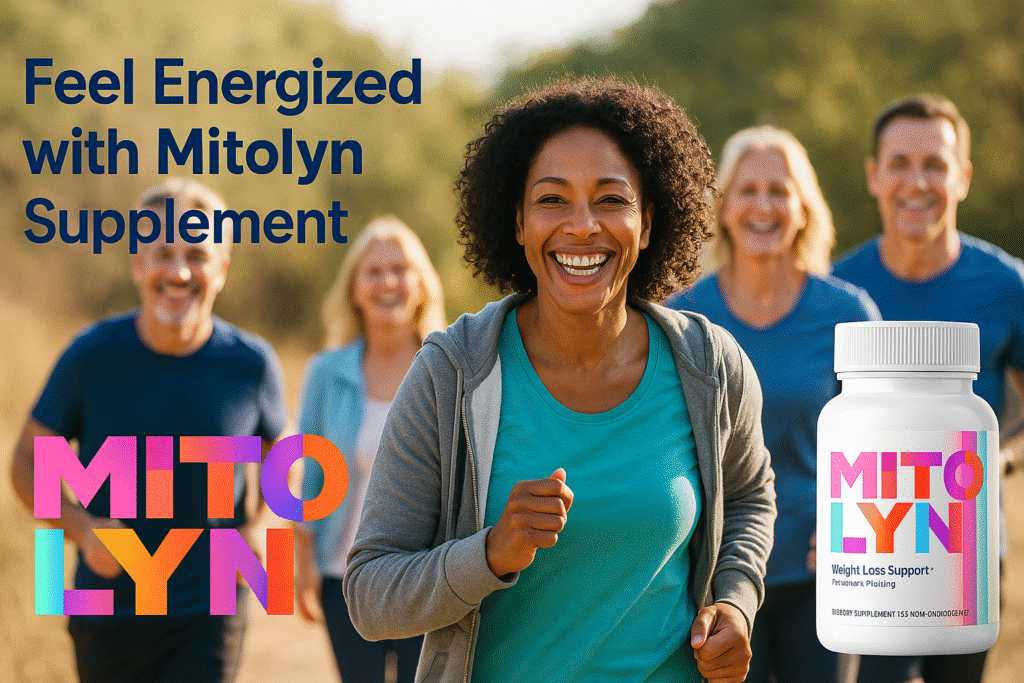 Group of energetic adults exercising outdoors with Mitolyn supplement