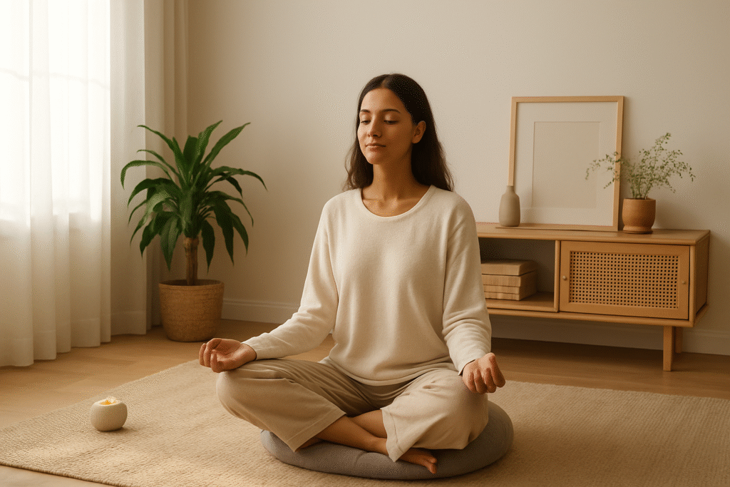 Peaceful space for Mindfulness Meditation at home for beginners