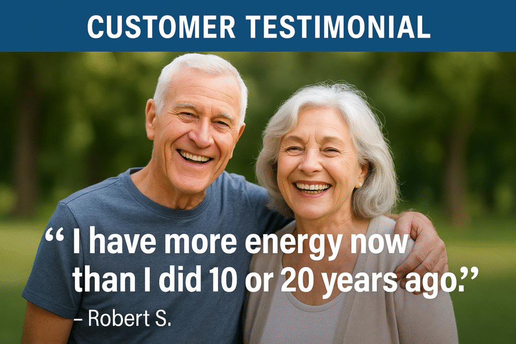 Senior couple full of energy thanks to Advanced Mitochondrial Formula