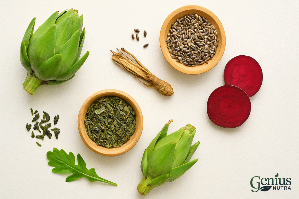 Natural ingredients used in HepatoBurn like artichoke, dandelion, and milk thistle