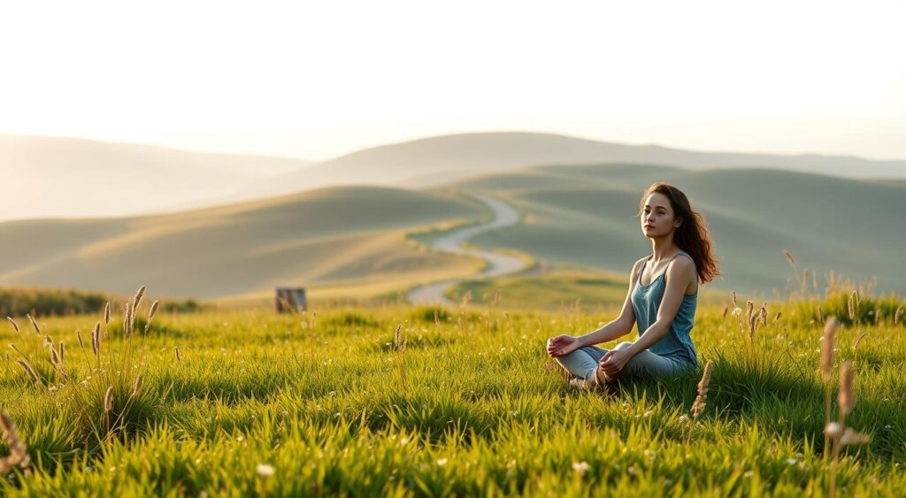 A serene, minimalist scene depicting 