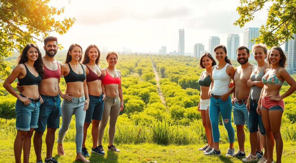 A vibrant, uplifting scene showcasing the success stories of healthy living. In the foreground, a diverse group of individuals exude radiant energy, their faces alight with joy and accomplishment. They stand tall, their bodies toned and fit, proudly displaying the transformative results of their 30-day Genius Nutra-powered journey. In the middle ground, a lush, verdant landscape provides a serene backdrop, with sunlight filtering through the trees, casting a warm, natural glow. The background features a sleek, modern cityscape, symbolizing the integration of healthy living into the fast-paced urban lifestyle. The overall mood is one of inspiration, empowerment, and the belief that a healthy lifestyle can truly unlock the path to success. A vibrant, uplifting scene showcasing the success stories of healthy living. In the foreground, a diverse group of individuals exude radiant energy, their faces alight with joy and accomplishment. They stand tall, their bodies toned and fit, proudly displaying the transformative results of their 30-day Genius Nutra-powered journey. In the middle ground, a lush, verdant landscape provides a serene backdrop, with sunlight filtering through the trees, casting a warm, natural glow. The background features a sleek, modern cityscape, symbolizing the integration of healthy living into the fast-paced urban lifestyle. The overall mood is one of inspiration, empowerment, and the belief that a healthy lifestyle can truly unlock the path to success.