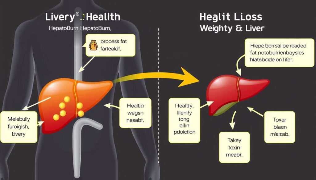 Diagram showing how HepatoBurn supports liver function and fat metabolism Diagram showing how HepatoBurn supports liver function and fat metabolism
