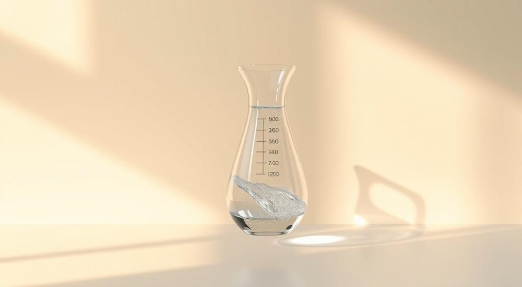 A minimalist, clean-lined daily hydration tracker floating against a soft, gradient backdrop. The tracker features a sleek glass carafe with water droplets glistening on the surface, alongside simple yet elegant water consumption markers. The composition is illuminated by warm, natural lighting, casting subtle shadows and a serene, calming atmosphere. The overall design conveys a sense of wellness, responsibility, and the importance of consistent, optimal hydration for one's health and wellbeing.