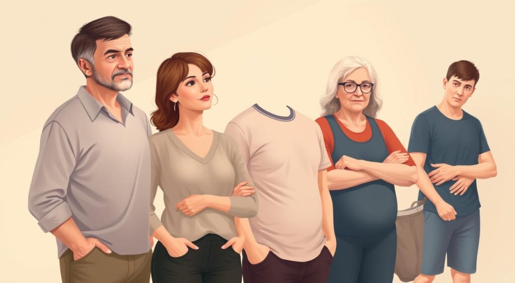 A well-lit, realistic illustration depicting a diverse group of people who could potentially benefit from the ketogenic diet. In the foreground, a middle-aged man and woman, a young athlete, and an older adult are standing together, each with a thoughtful expression. In the middle ground, a person managing a health condition and an individual looking to lose weight are also visible. The background features a clean, minimalist setting with a soft, warm lighting that emphasizes the subjects' faces and physiques. The overall tone conveys a sense of approachability and inclusivity, suggesting that the ketogenic diet may be worth considering for a wide range of individuals.
