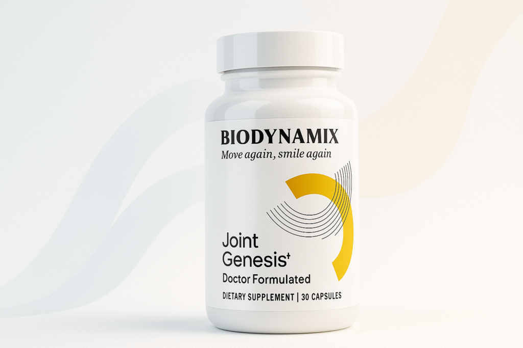 mid-article image showing the Joint Genesis bottle with soft abstract elements